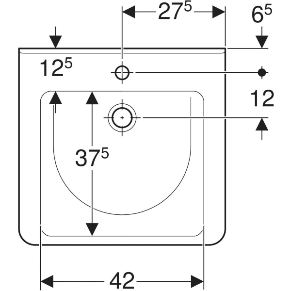 Wandwaschtisch „Renova Comfort Square“, rechteckig 55 × 52,5 cm in weiß alpin Wandwaschtisch „Renova Comfort Square“, rechteckig 55 × 52,5 cm in weiß alpin