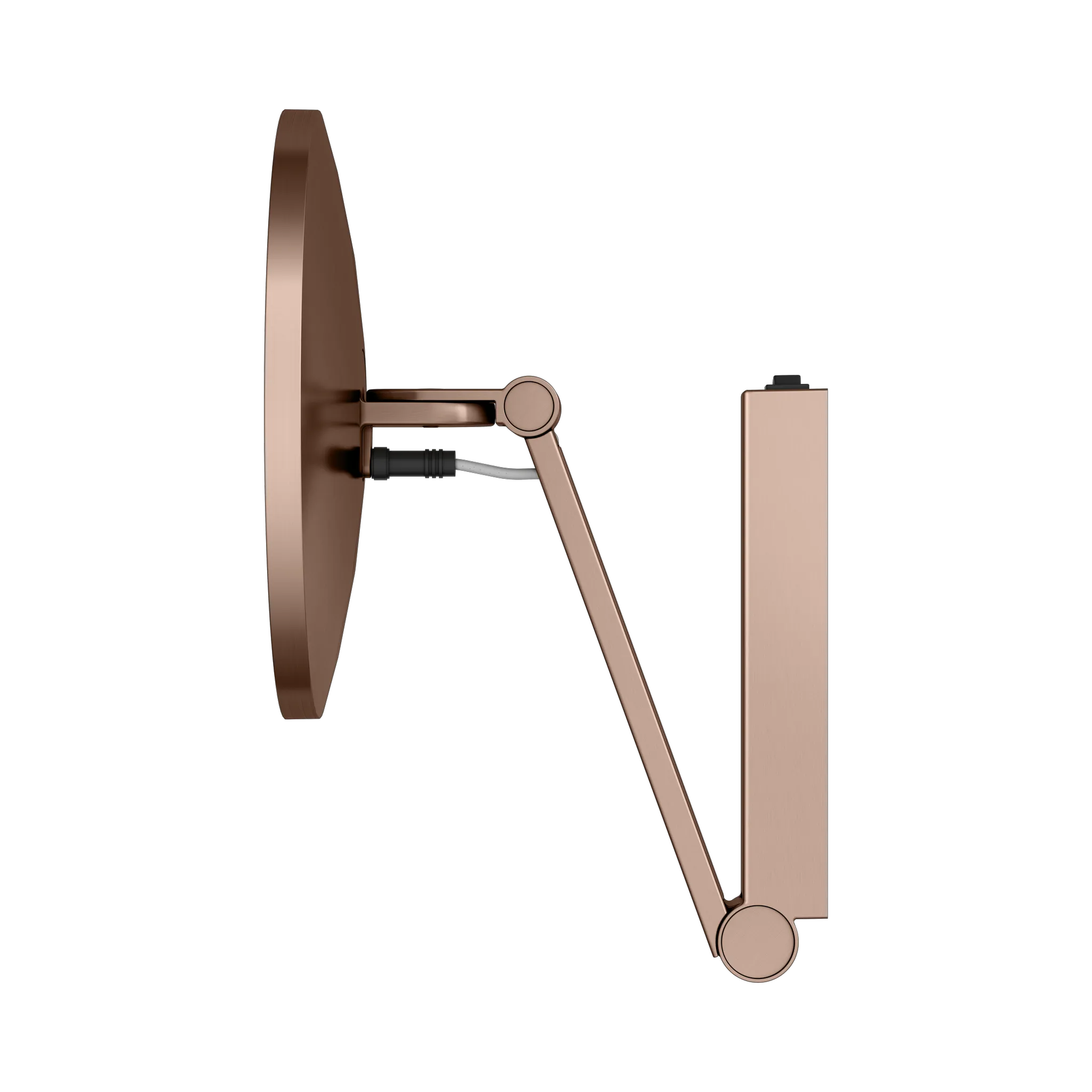 KEUCO Kosmetikspiegel mit Wippschalter „iLook_move“ Rund, mit Beleuchtung in Rotgold (gebürstet), ⌀ 212 mm