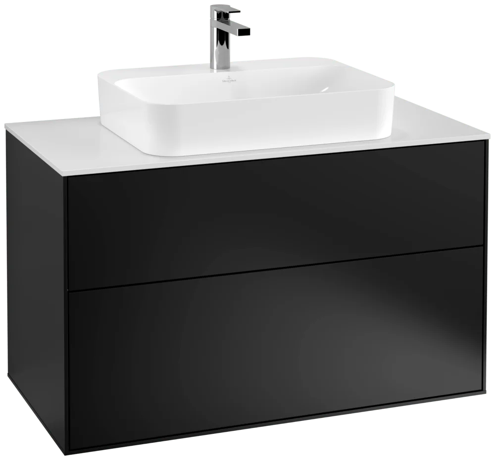 Villeroy & Boch Waschbeckenunterschrank Finion G35, 1000x603x501 mm, Black Matt Lacquer, mit Beleuchtung und Push-to-open Funktion Villeroy & Boch Waschbeckenunterschrank Finion G35, 1000x603x501 mm, Black Matt Lacquer, mit Beleuchtung und Push-to-open Funktion