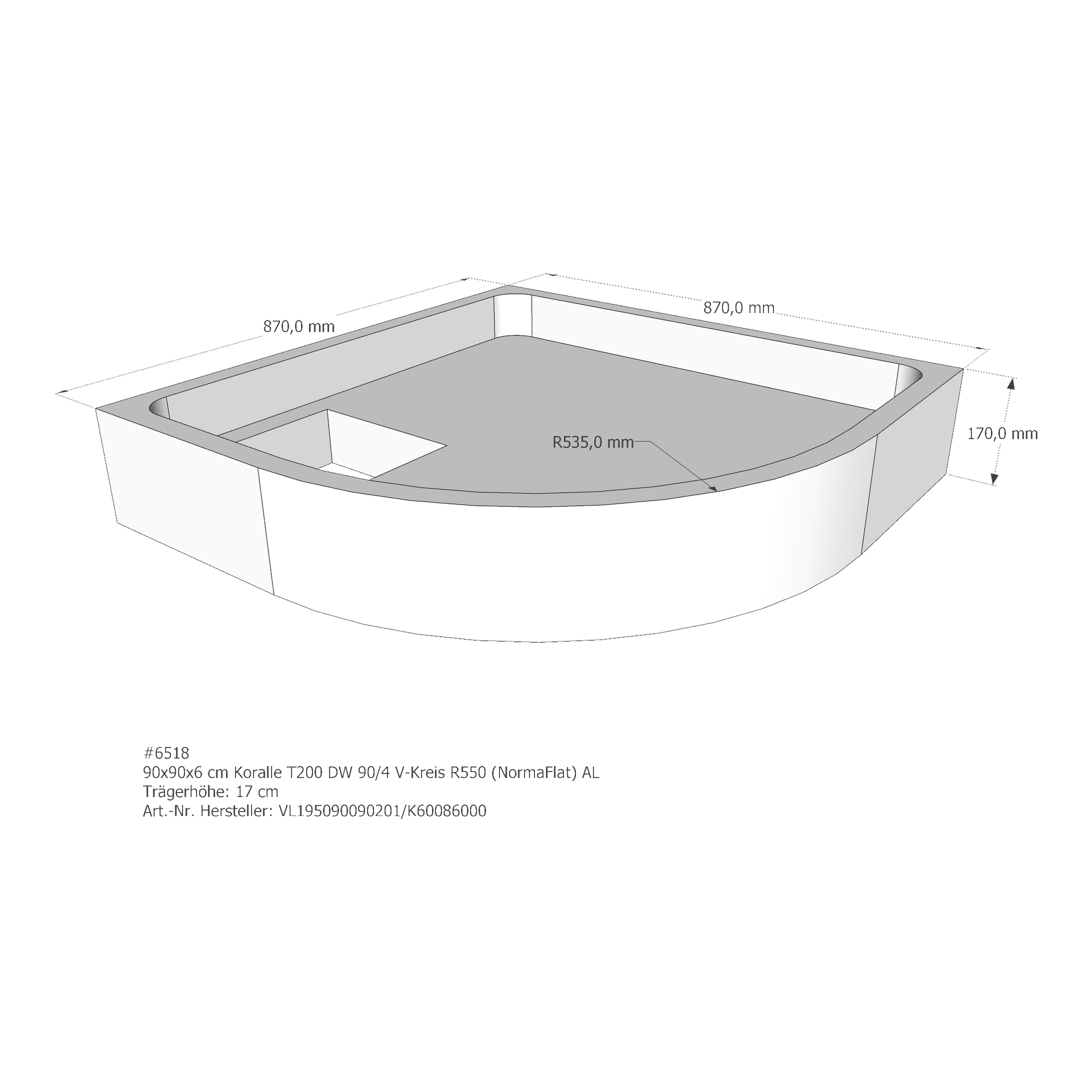 Duschwannenträger für Koralle T200 DW 90/4 (Norma) 90 × 90 × 6 cm Duschwannenträger für Koralle T200 DW 90/4 (Norma) 90 × 90 × 6 cm