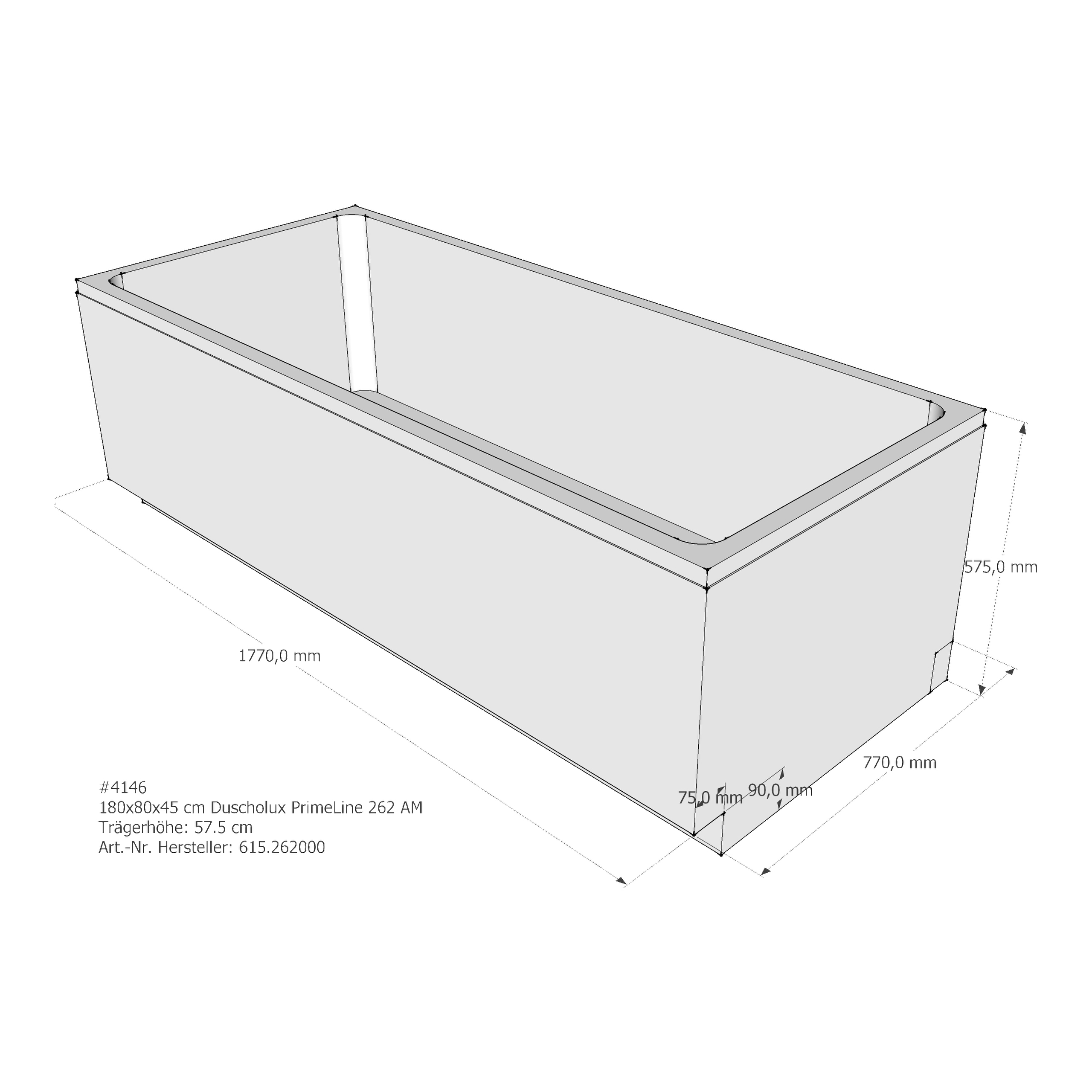 Badewannenträger für Duscholux PrimeLine 262 180 × 80 × 45 cm