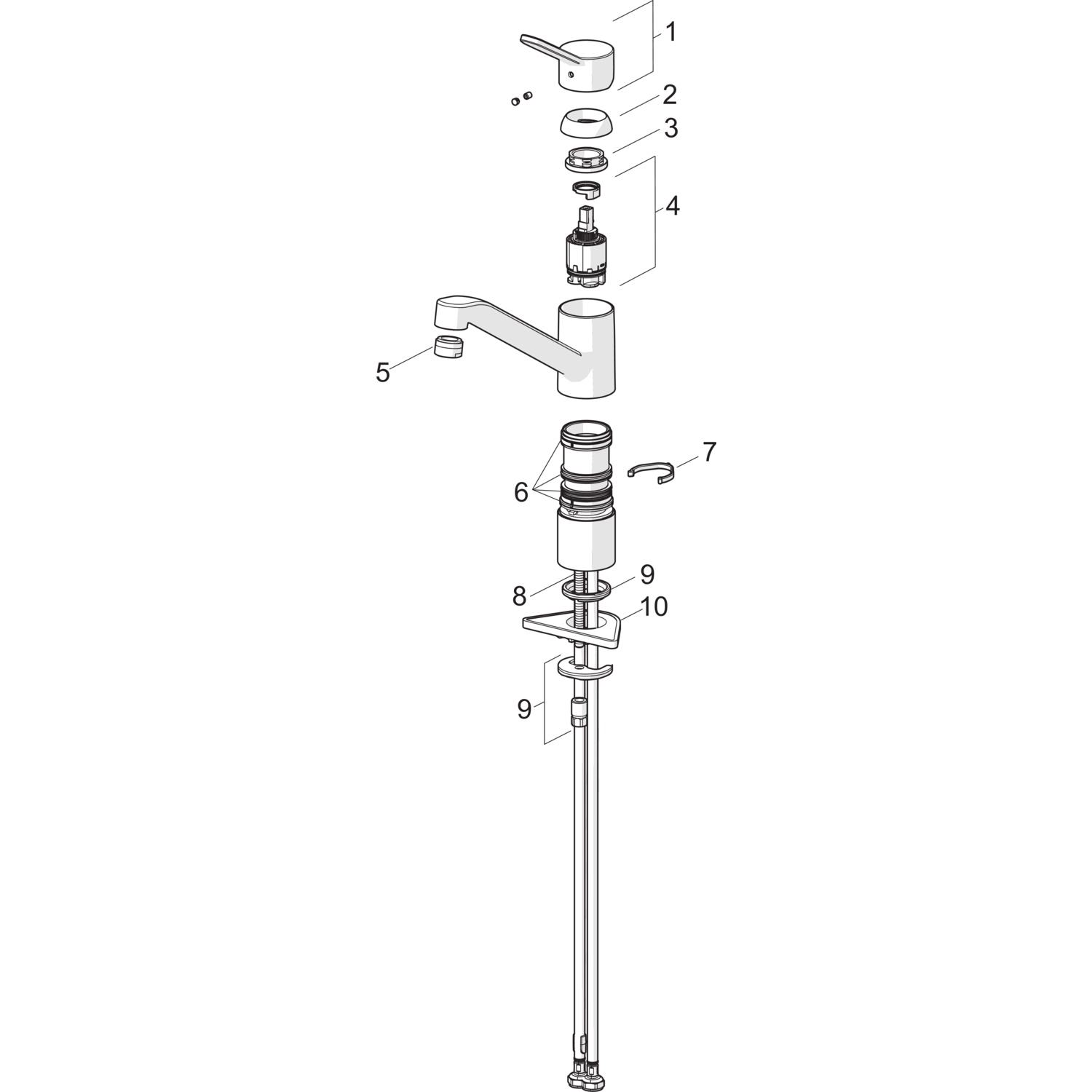 Hansa Einhand-Küchenarmatur „Primo“ Ausladung 210 mm in chrom