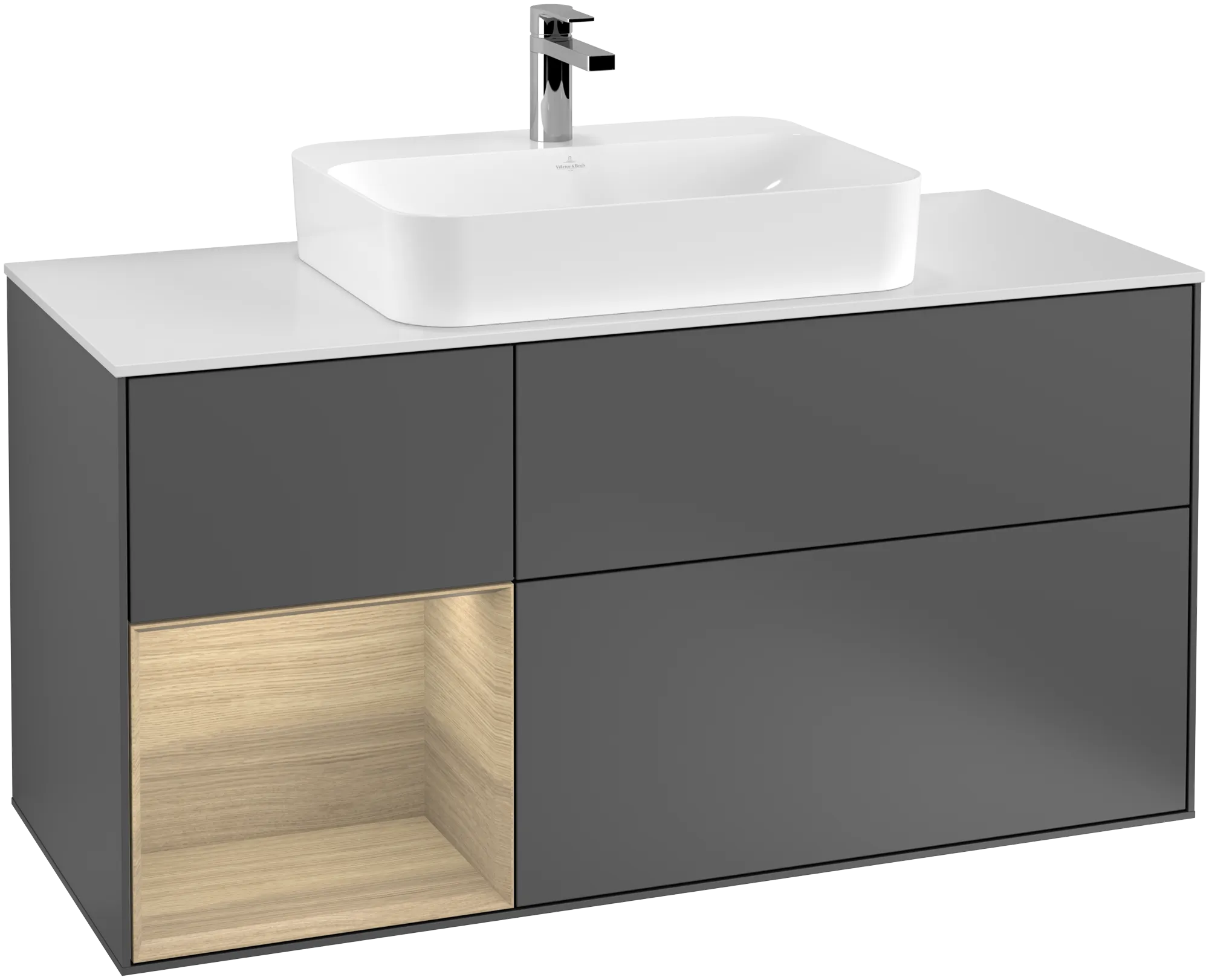 Villeroy & Boch Waschtischunterschrank „Finion“ für Schrankwaschtisch 1200 × 603 × 501 mm Anthracite Matt Lacquer, für Becken mittig