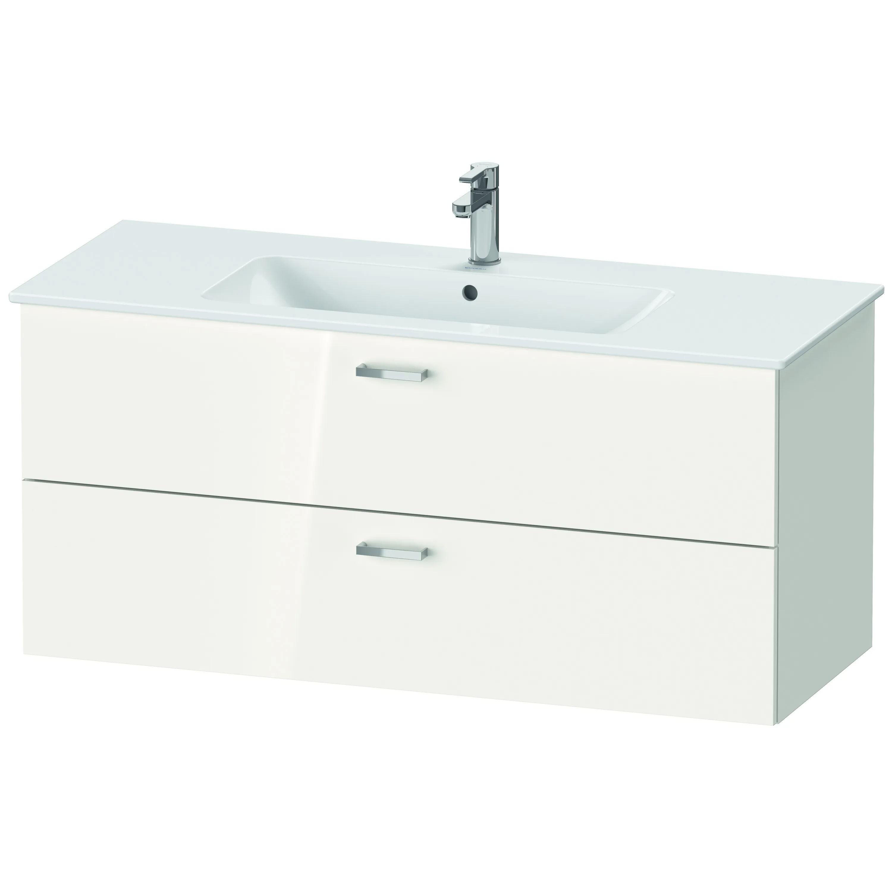 Duravit Waschtischunterschrank Möbelwaschtisch mit Waschtischunterbau und Spiegelschrank „XBase“ 123 × 200 × 49 cm in Weiß Glänzend