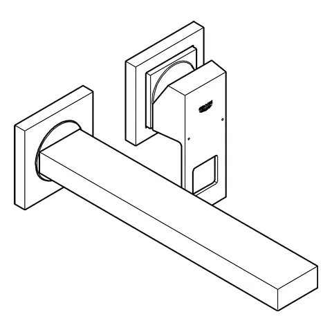 2-Loch-Waschtischbatterie Eurocube 23447, Wandmontage, Fertigmontageset für 23200, Ausladung 231 mm, chrom 2-Loch-Waschtischbatterie Eurocube 23447, Wandmontage, Fertigmontageset für 23200, Ausladung 231 mm, chrom