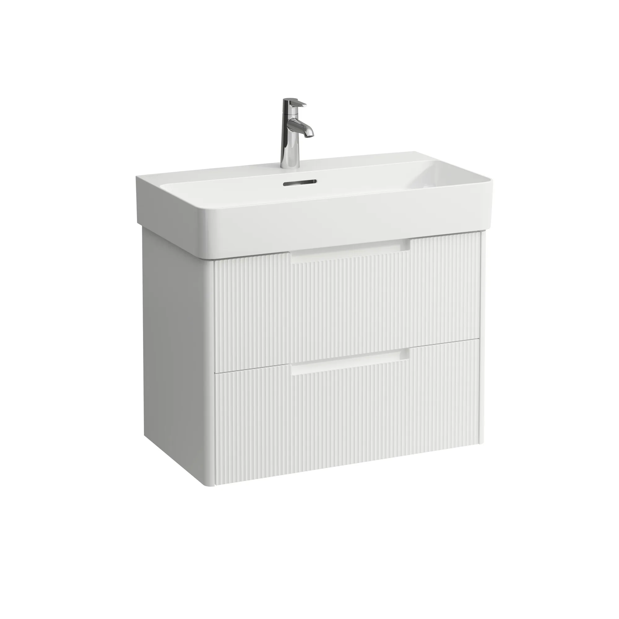 Waschtischunterbau JUNA für VAL 400x719x515 2 Schubladen mit Griffmulde für Waschtisch H810285 weiß matt