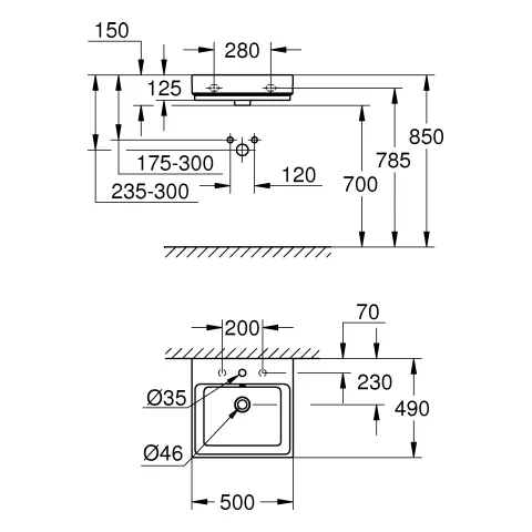 Waschtisch Cube Keramik 39474_H, wandhängend, 500 x 490 mm, 1 Hahnloch, 2 weitere vorgestochen, mit Überlauf, PureGuard Hygieneoberfläche, aus Sanitärkeramik, alpinweiß Waschtisch Cube Keramik 39474_H, wandhängend, 500 x 490 mm, 1 Hahnloch, 2 weitere vorgestochen, mit Überlauf, PureGuard Hygieneoberfläche, aus Sanitärkeramik, alpinweiß