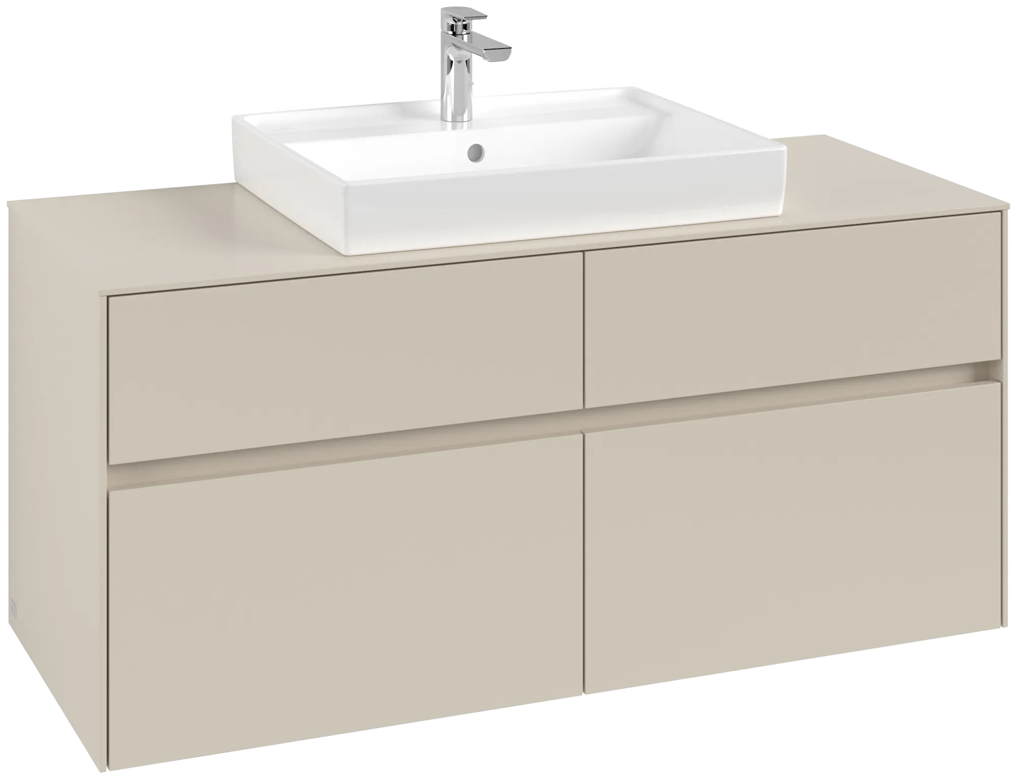 Villeroy & Boch Waschtischunterschrank „Collaro“ 1200 × 548 × 500 mm Cashmere Grey, ohne Beleuchtung, für Becken mittig