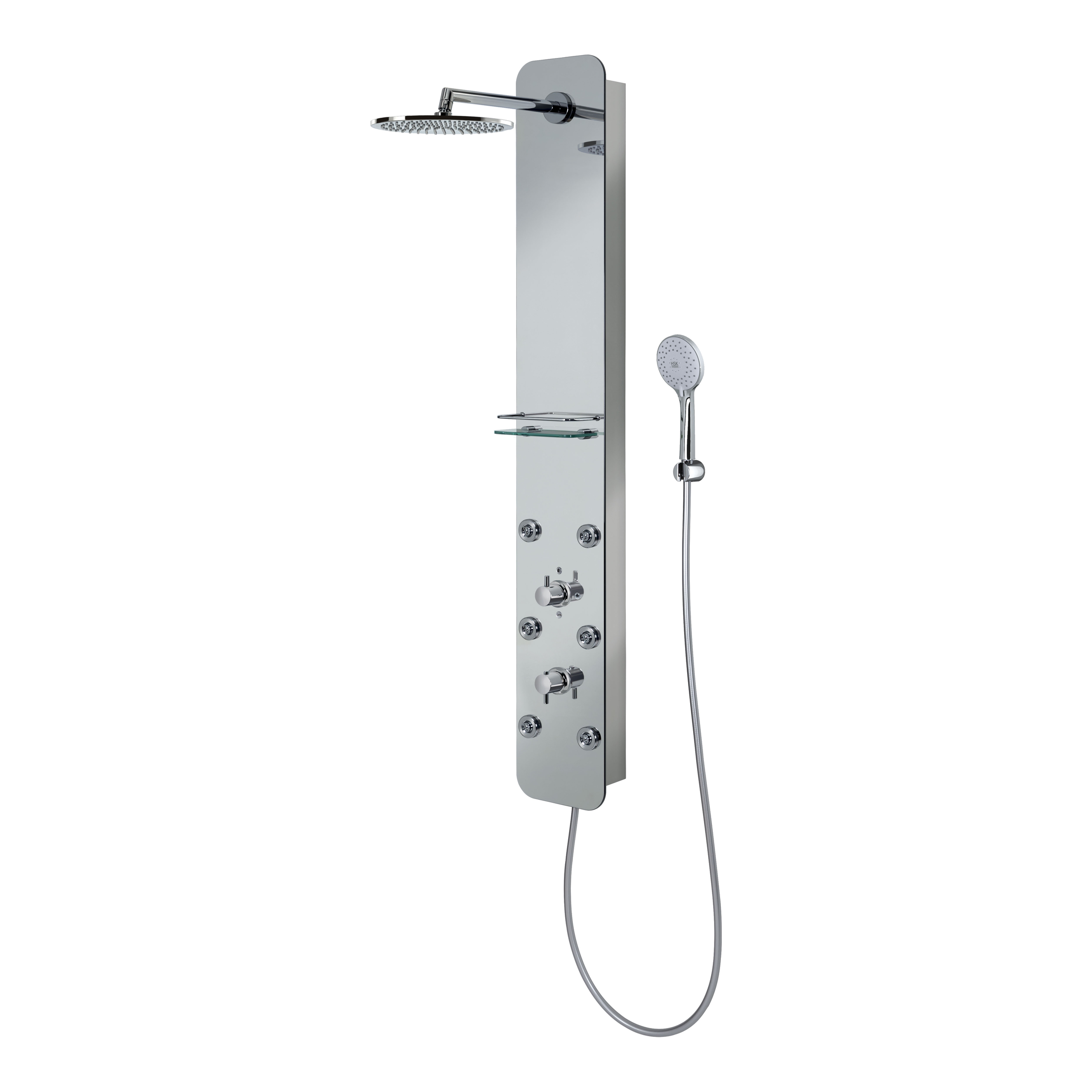 HSK gerahmte Schiebetür 3-teilig „Favorit“ Glas Chinchilla, Profile Weiß, H: 1850 mm HSK gerahmte Schiebetür 3-teilig „Favorit“ Glas Chinchilla, Profile Weiß, H: 1850 mm