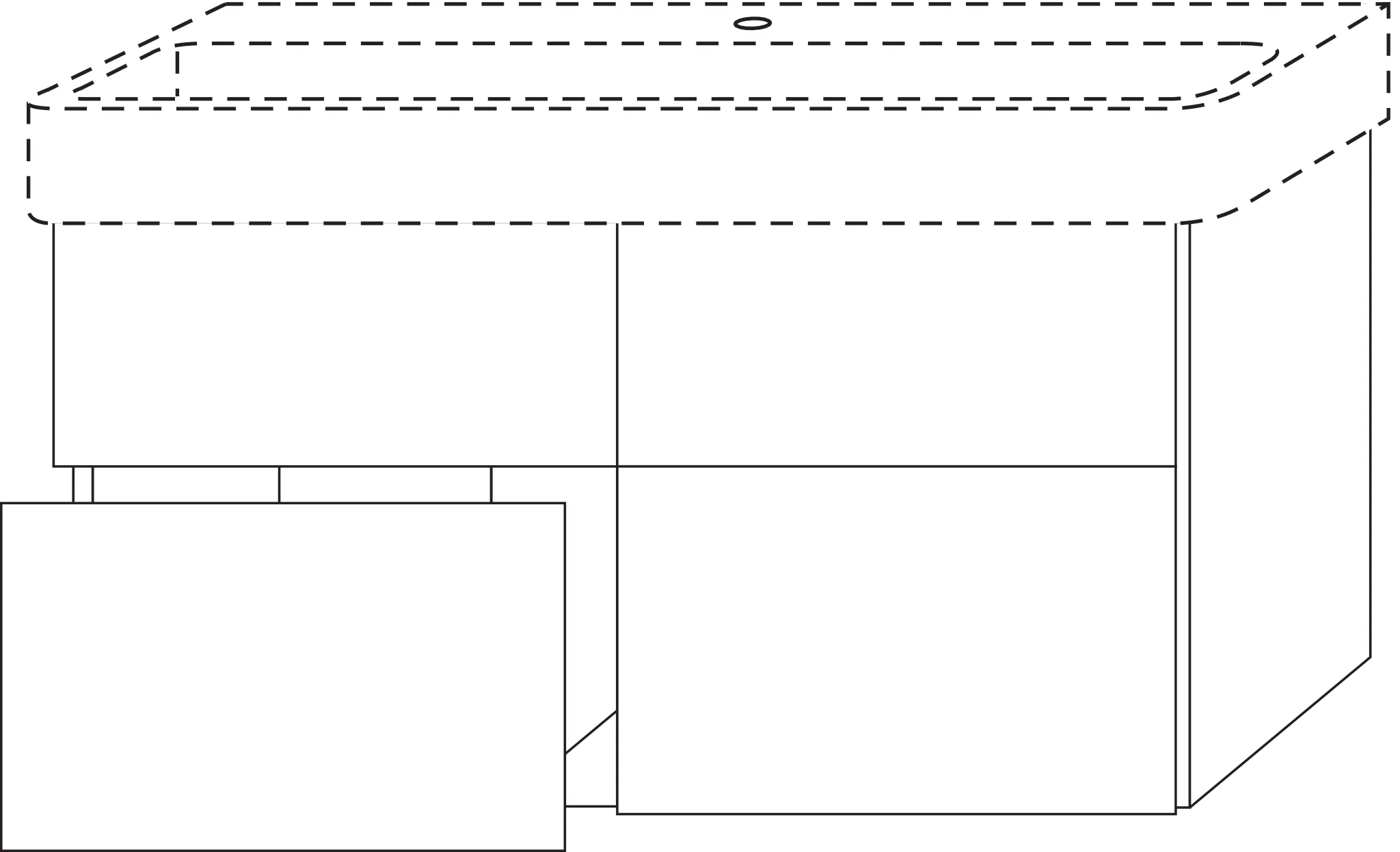 Waschtischunterbau mit Auszügen 3way (SP825) 588x1160x397 Graphit-Matt