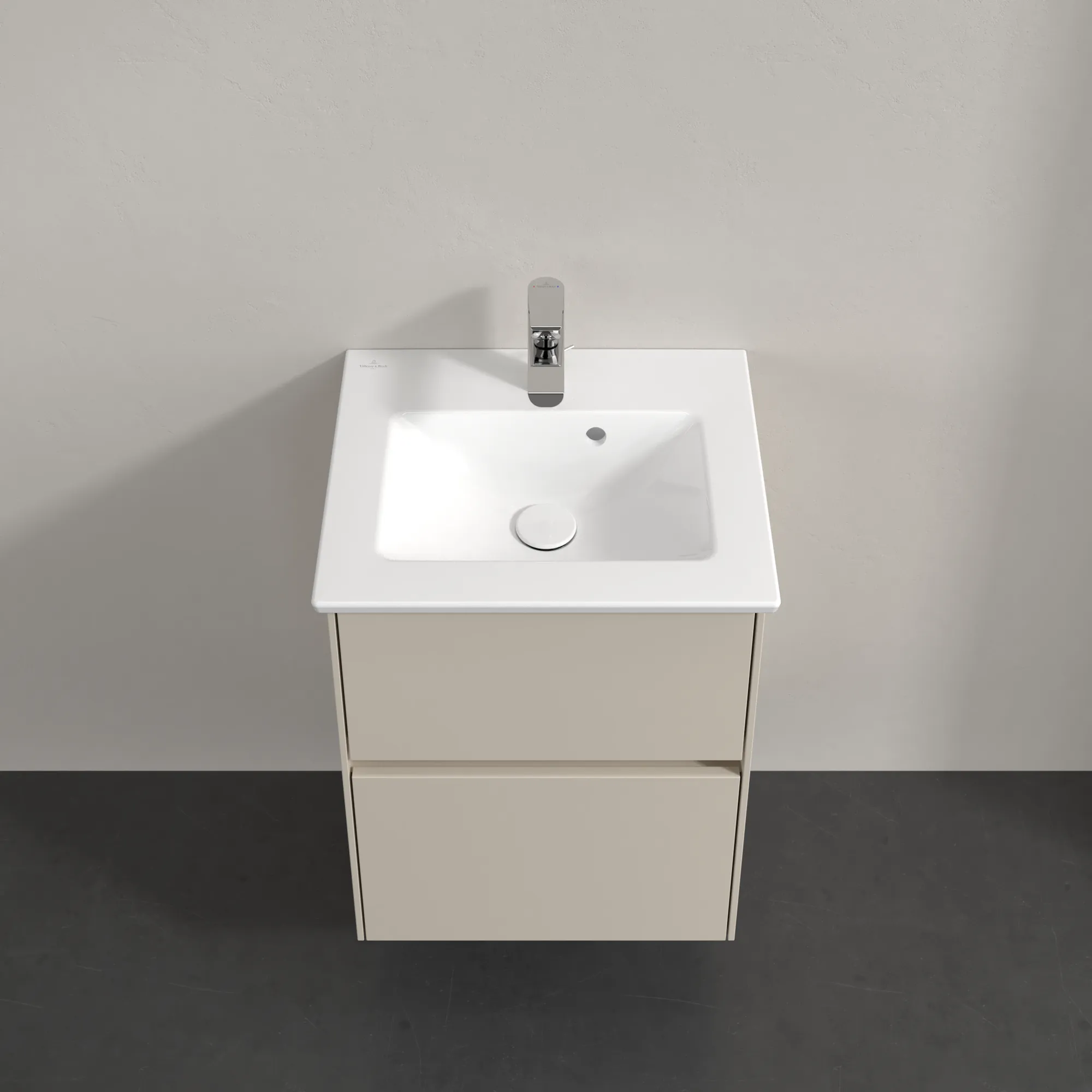 Villeroy & Boch Waschbeckenunterschrank Collaro C14100, Cashmere Grey, 472x610x404mm, Eckig, mit SoftClosing, Wandmontage