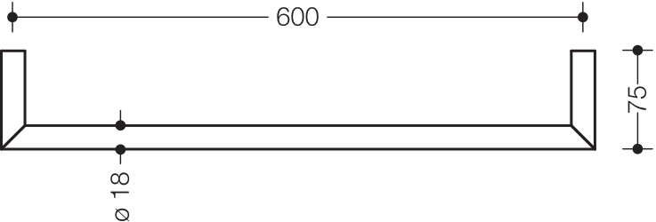 Badetuchhalter Sys 162, A: 600mm weiß tiefmatt