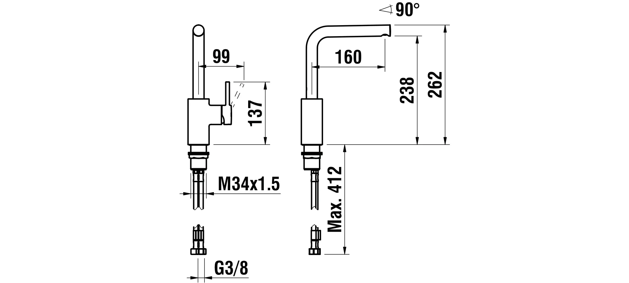 Einhebel-Waschtischmischer TWINPLUS Schwenkauslauf Ausladung 160 mm ohne Ablaufventil chrom