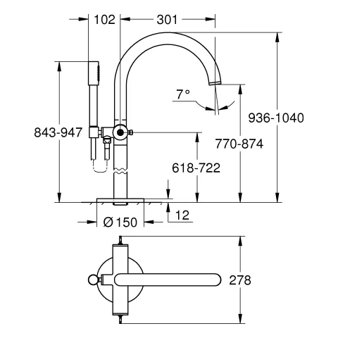 Wannenbatterie Atrio Private Collection 25227, Bodenmontage, für Hebelgriffe, Fertigmontageset für 45984, chrom Wannenbatterie Atrio Private Collection 25227, Bodenmontage, für Hebelgriffe, Fertigmontageset für 45984, chrom