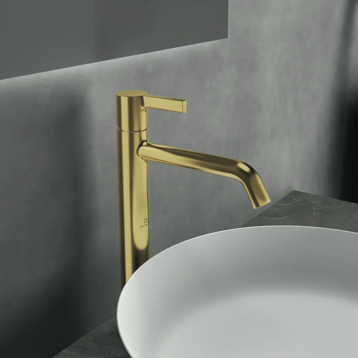 Waschtischarmatur Joy, mit verlängertem Sockel, ohne Ablaufgarnitur, Ausladung 170mm, Brushed Gold Waschtischarmatur Joy, mit verlängertem Sockel, ohne Ablaufgarnitur, Ausladung 170mm, Brushed Gold