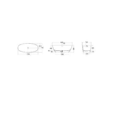 -RESA O Badewanne 180 x 80 H58 cm Oval, Ablauf enthalten Mattweiß