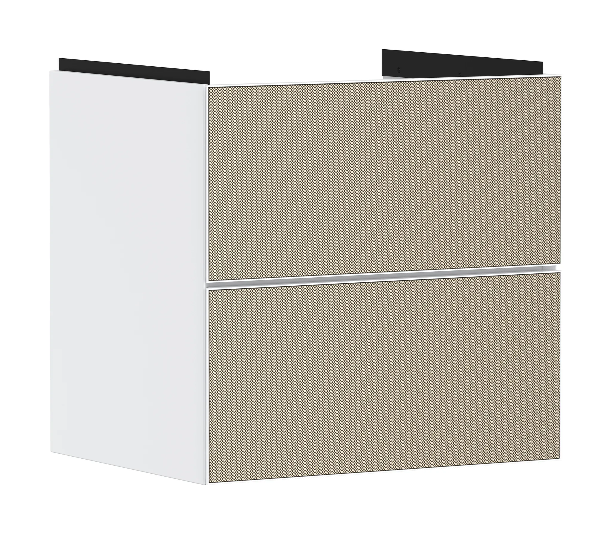Xevolos E Waschtischunterschrank Mattweiß 580/475 mit 2 Schubkästen für Waschtisch Weiß Metallic