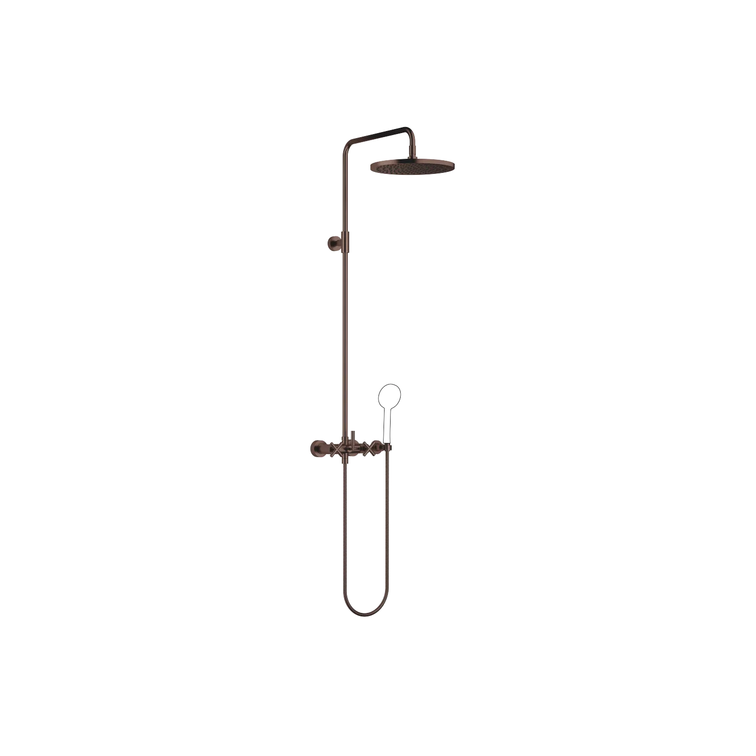 Dornbracht TARA Shower Pipe 300 mm Dark Bronze gebürstet PVD, Höhe bis Regenbrause 1007 mm, Ausladung Standbrause 420 mm