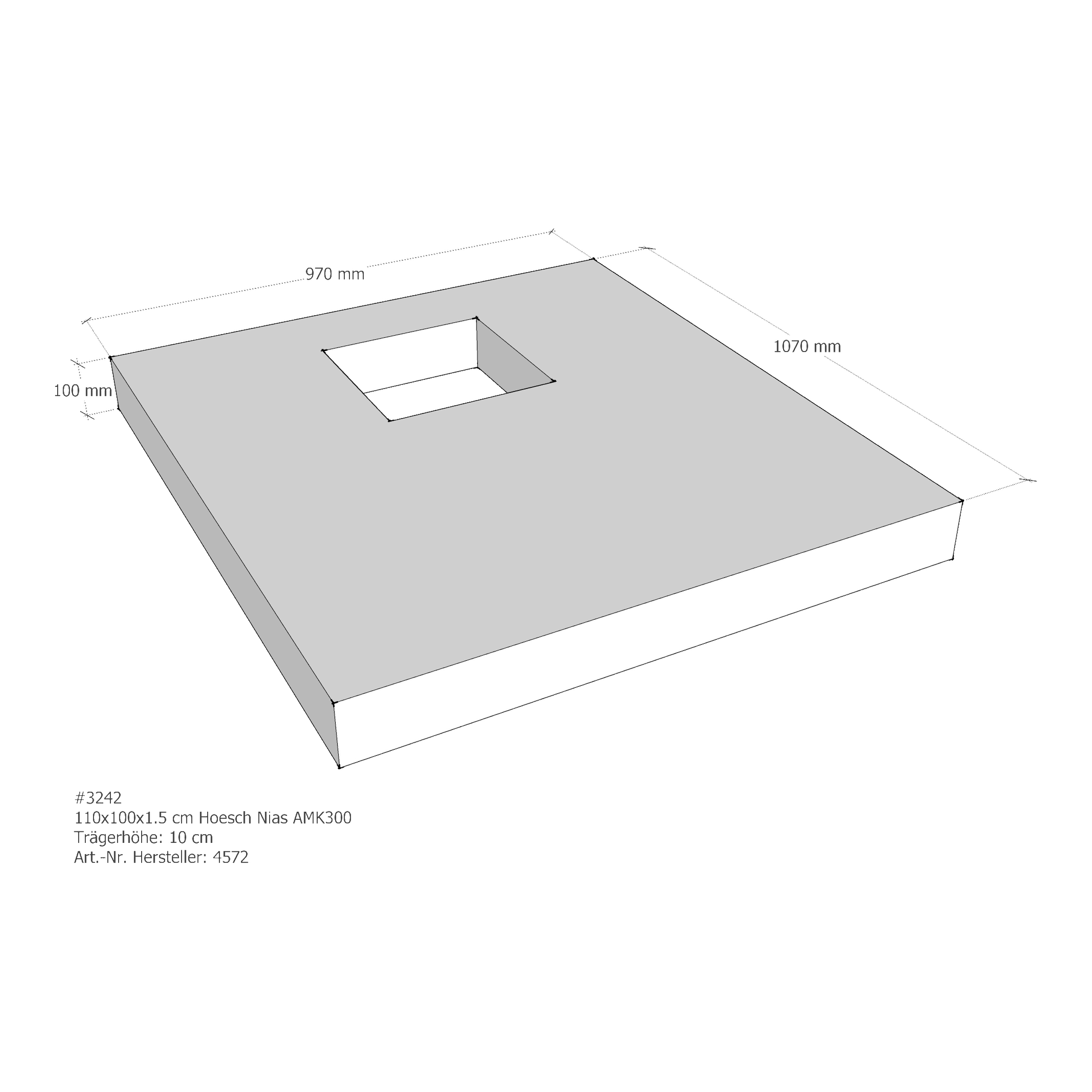Duschwannenträger für Hoesch Nias 110 × 100 × 1,5 cm Breite: 100 cm / Länge: 110 cm Duschwannenträger für Hoesch Nias 110 × 100 × 1,5 cm Breite: 100 cm / Länge: 110 cm