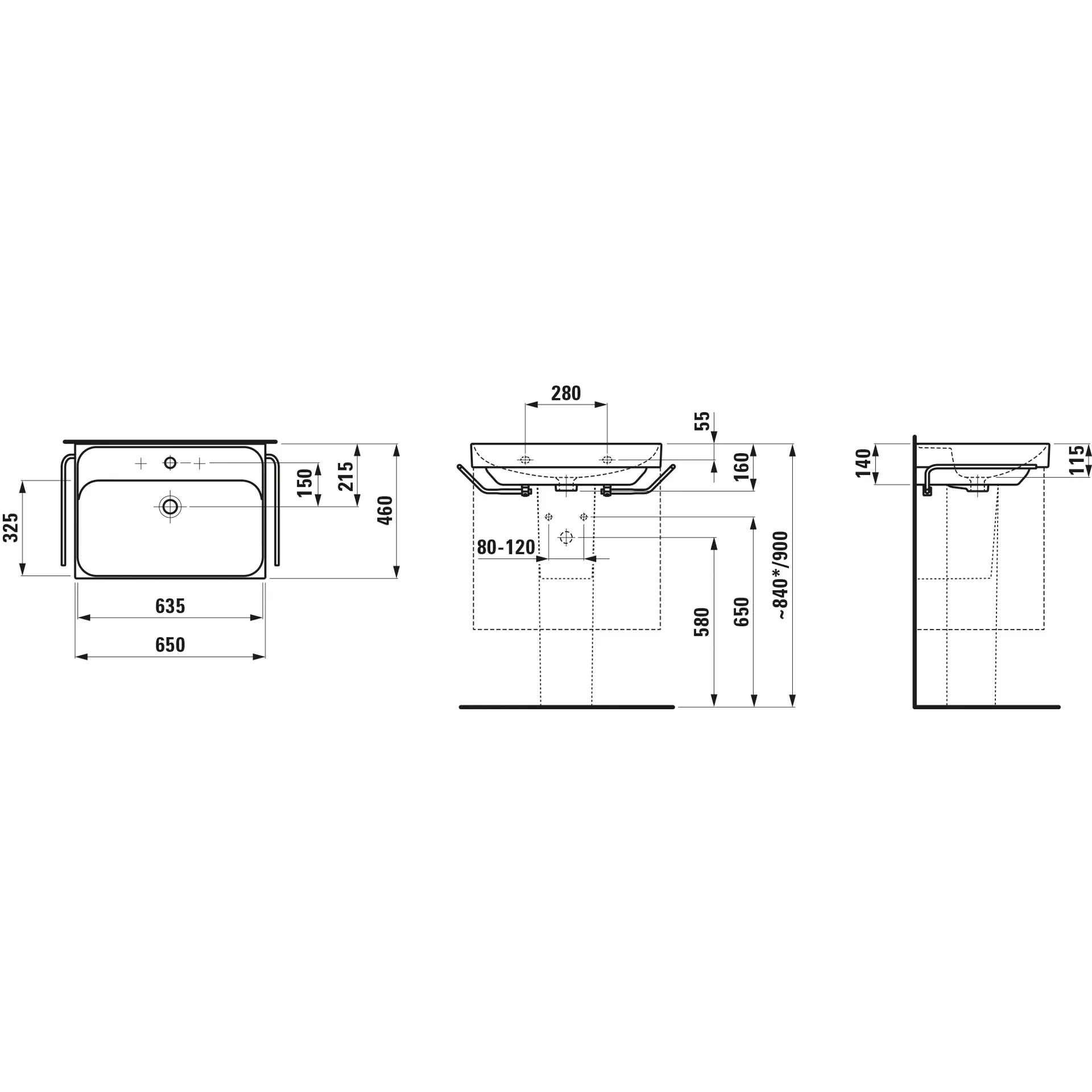 Waschtisch, MEDA, 460x650x160, 1 Hahnloch mit Überlauf, weiß Waschtisch, MEDA, 460x650x160, 1 Hahnloch mit Überlauf, weiß