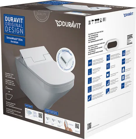 Duravit Wand-Tiefspül-WC inkl. SensoWash® Slim-Sitz „DuraStyle“ 37,6 × 62 × 10,6 cm in, Befestigung verdeckt