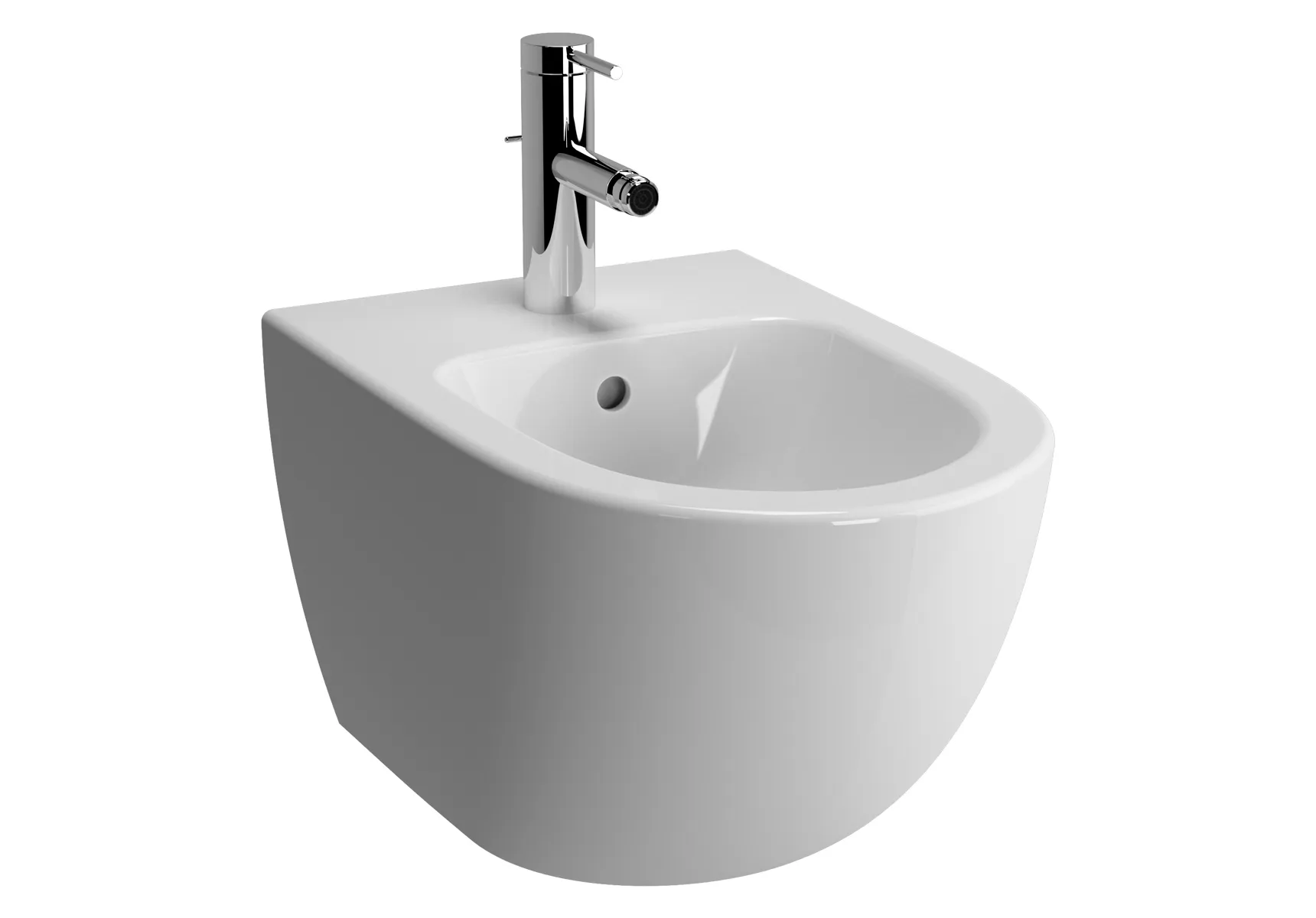 VitrA Sento Wand-Bidet 37 x 54 cm mit verdeckter Befestigung V-Fit 2.0, Weiß Hochglanz