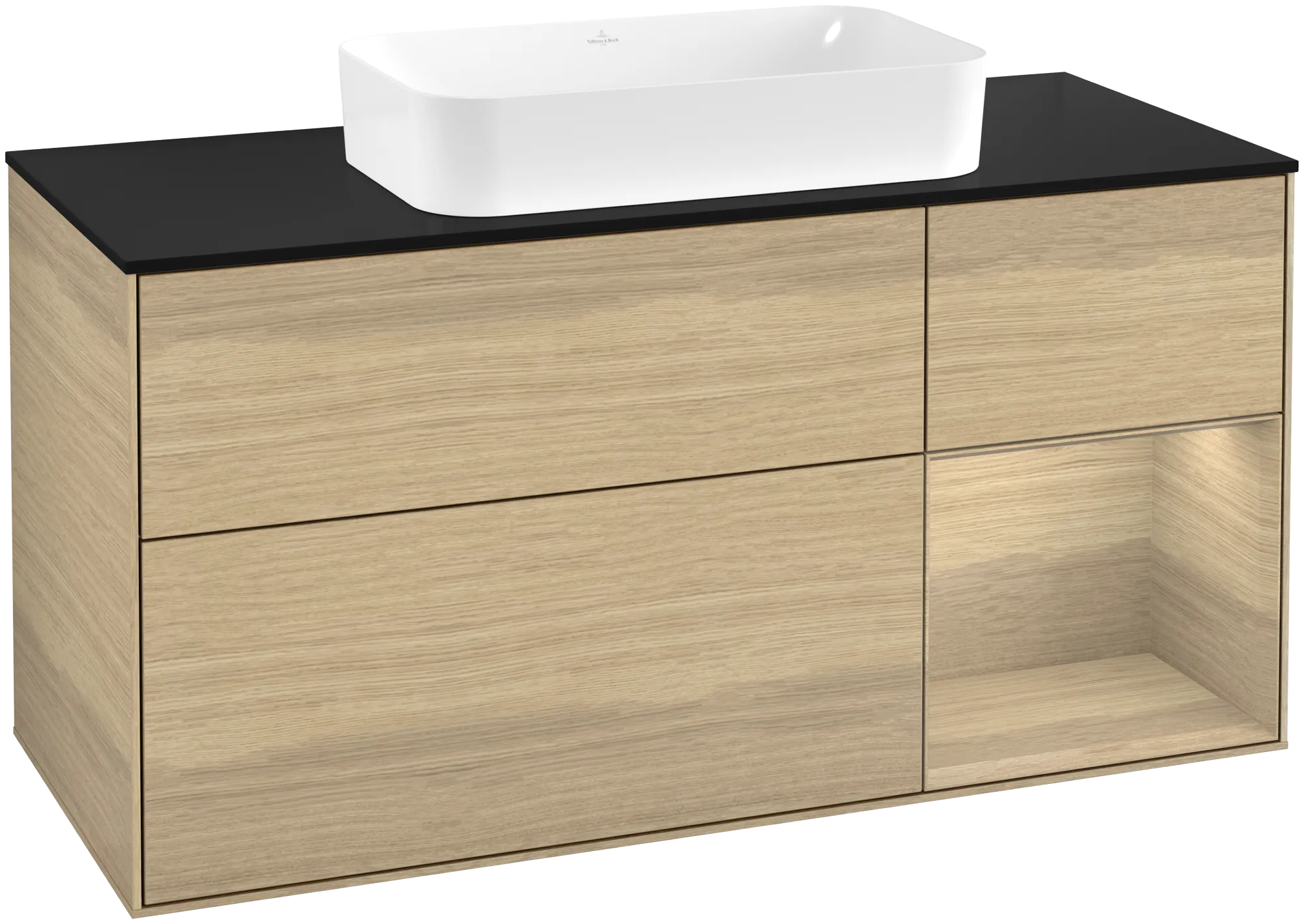 Villeroy & Boch Finion Waschbeckenunterschrank F71, 1200x603x501mm, mit Beleuchtung, 3 Auszüge