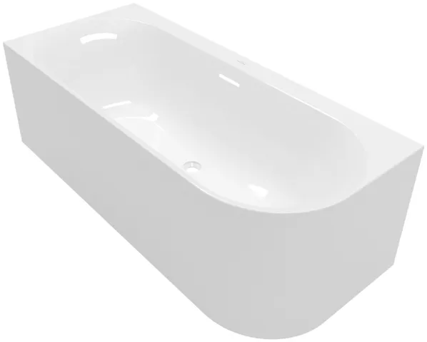 Villeroy & Boch Badewanne mit ovaler Innenform „Loop & Friends“ vorwand oval 180 × 80 cm, links in Weiß Alpin / Colour On Demand