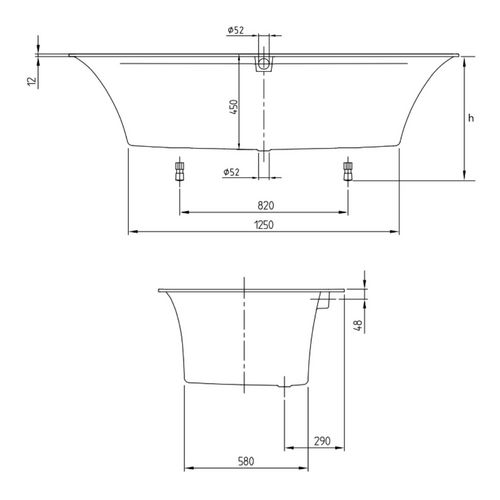 Villeroy & Boch SQUARO EDGE 12 Rechteck-Badewanne Quaryl® 190 × 90 cm mit Ablauf Trio und Wannenträger