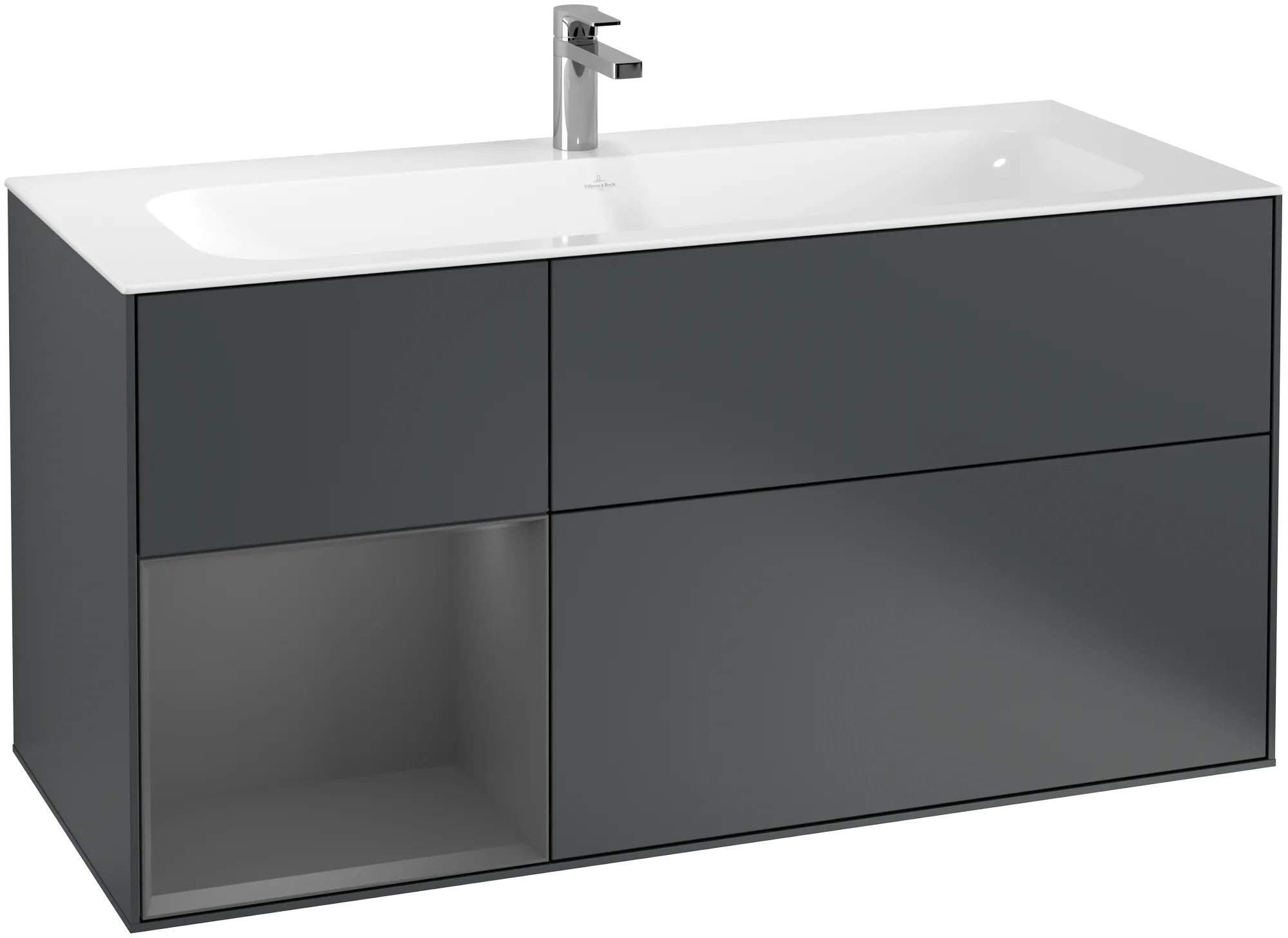 Villeroy & Boch Finion Waschbeckenunterschrank F06, 1196x591x498mm, Midnight Blue Matt Lacquer / Anthracite Matt Lacquer