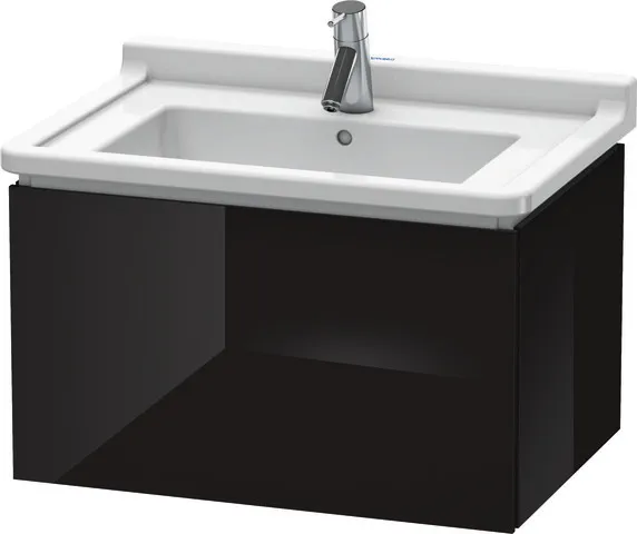 Duravit Waschtischunterschrank wandhängend „L-Cube“ 67 × 40,8 × 46,9 cm Schwarz Hochglanz