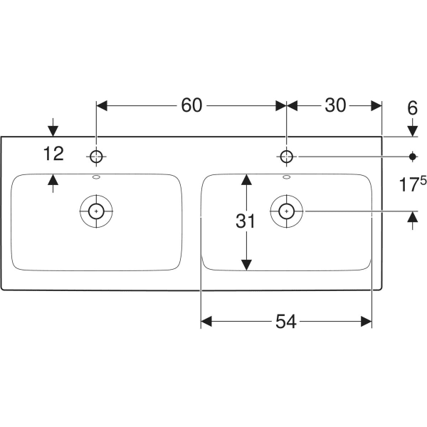 Wandwaschtisch „iCon“, rechteckig 120 × 48,5 cm in weiß alpin