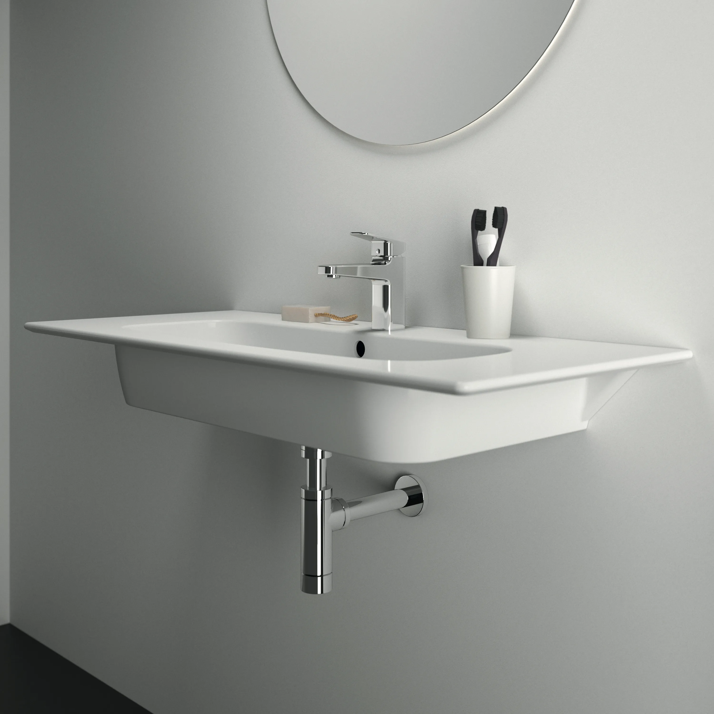 Waschbecken „i.life A“ 104 × 46 × 15,5 cm, Hahnlochposition mittig in Weiß Waschbecken „i.life A“ 104 × 46 × 15,5 cm, Hahnlochposition mittig in Weiß