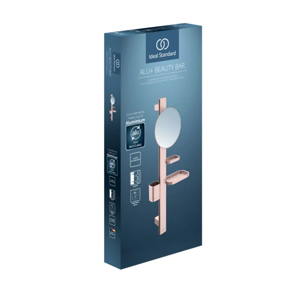 Beauty Bar Accessoires-Kombination Alu+ S700 mit Spiegel Durchmesser 200mm Rose Beauty Bar Accessoires-Kombination Alu+ S700 mit Spiegel Durchmesser 200mm Rose