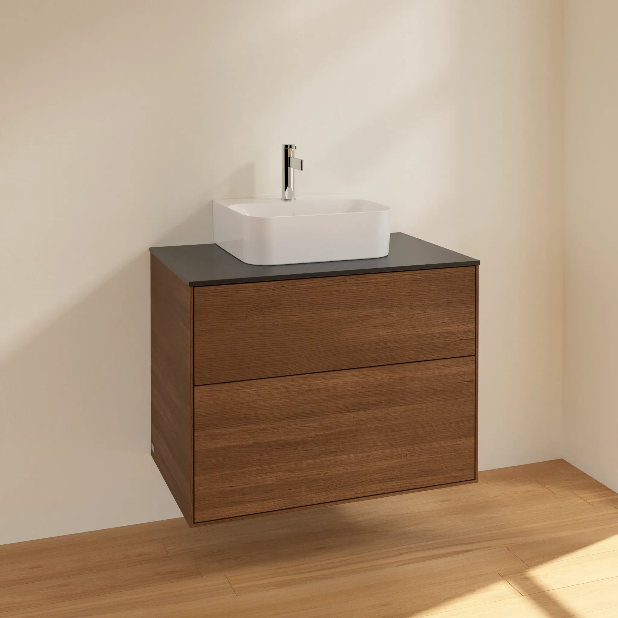 Villeroy & Boch Waschtischunterschrank „Finion“ für Schrankwaschtisch 80 × 60,3 × 50,1 cm 2 Schubladen, für Waschtischposition mittig