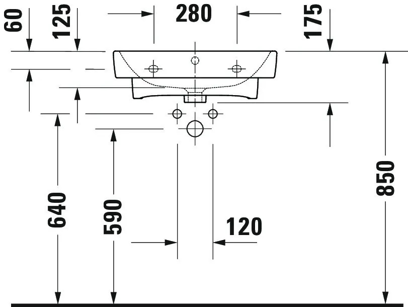 Wandwaschtisch „No.1“, mit Überlauf, Hahnlochposition mittig Wandwaschtisch „No.1“, mit Überlauf, Hahnlochposition mittig