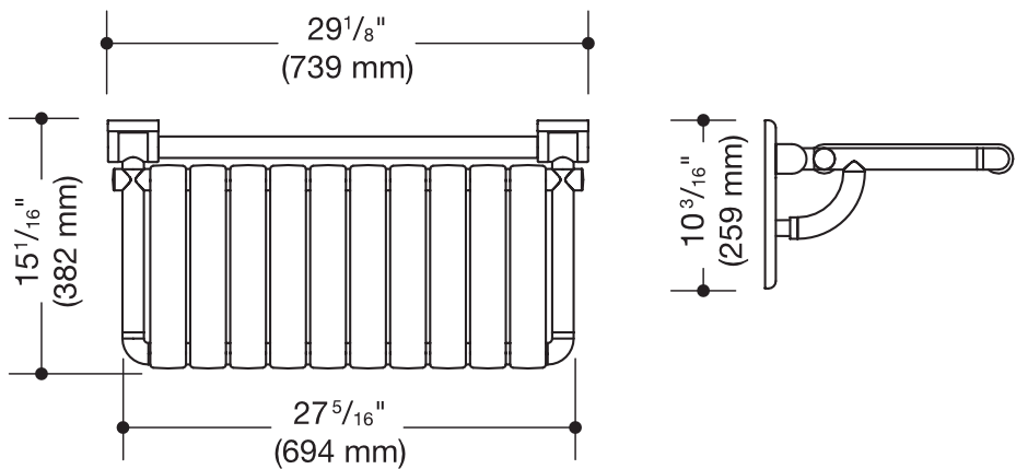 Duschklappsitz „Serie 801“ in Felsgrau