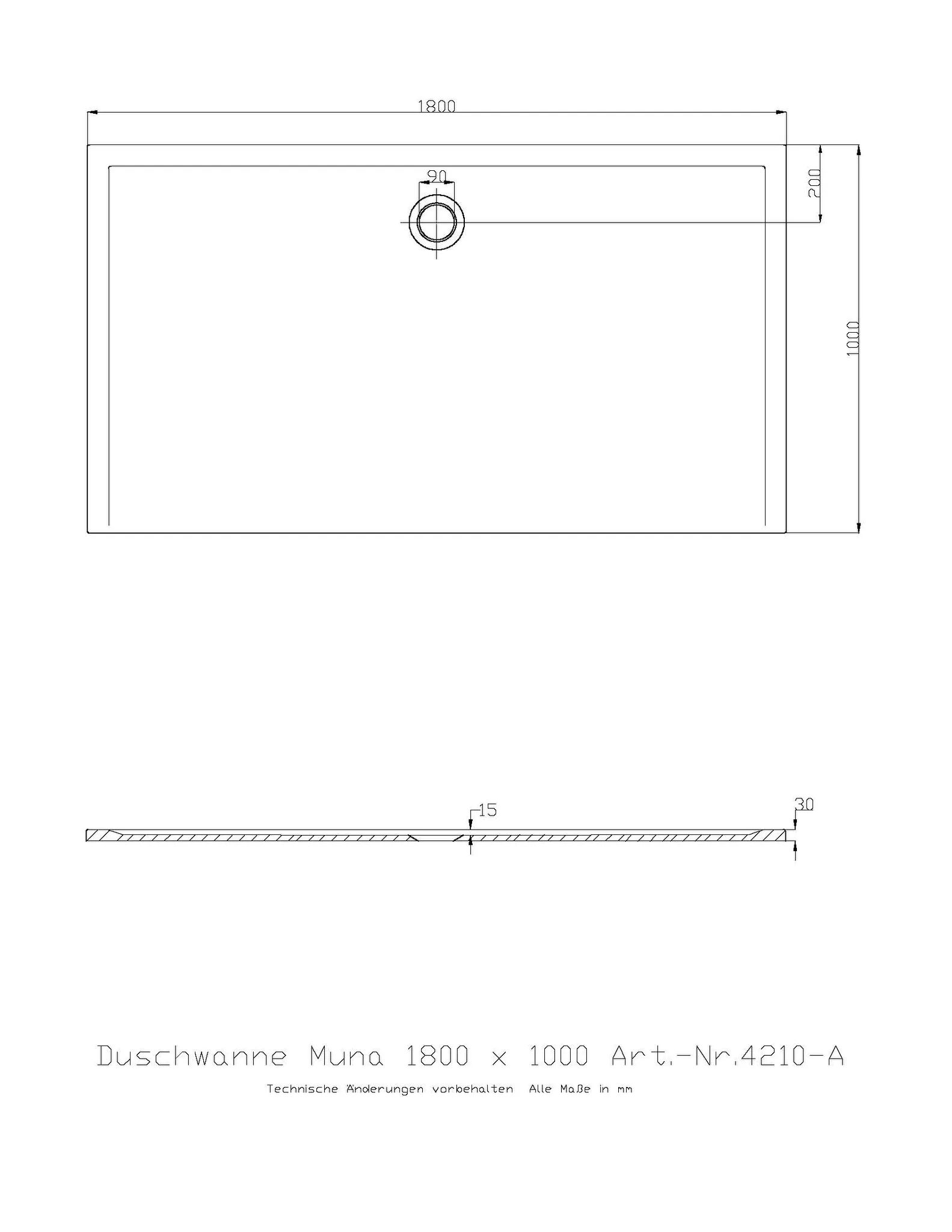 Hoesch Muna Duschwanne Mineralguss Solique Weiß matt