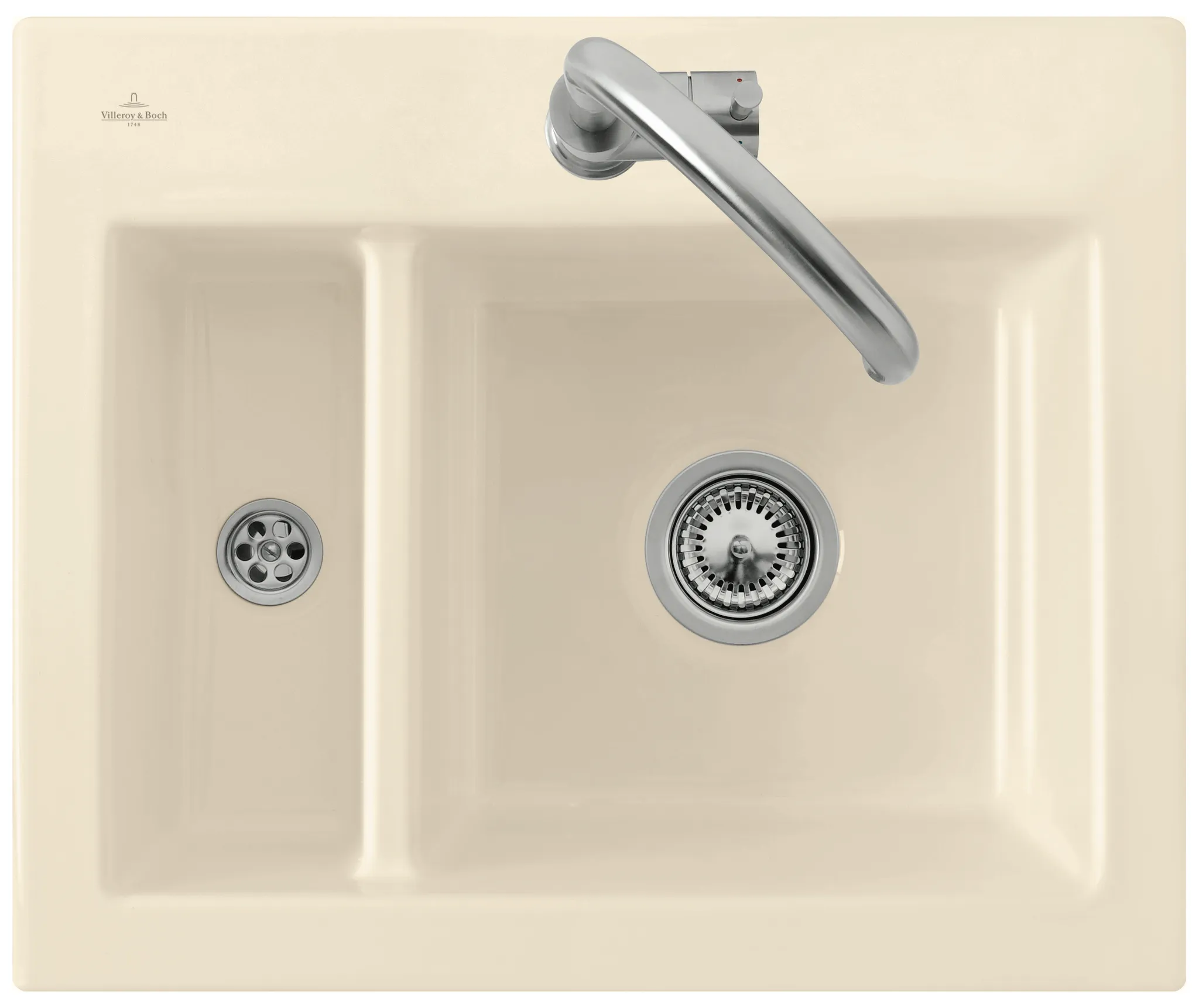 Villeroy & Boch flächenbündiges Küchenspülbecken „Subway“ 60 XM flat 585 × 475 × 220 mm, für Becken rechts in Stone White Villeroy & Boch flächenbündiges Küchenspülbecken „Subway“ 60 XM flat 585 × 475 × 220 mm, für Becken rechts in Stone White