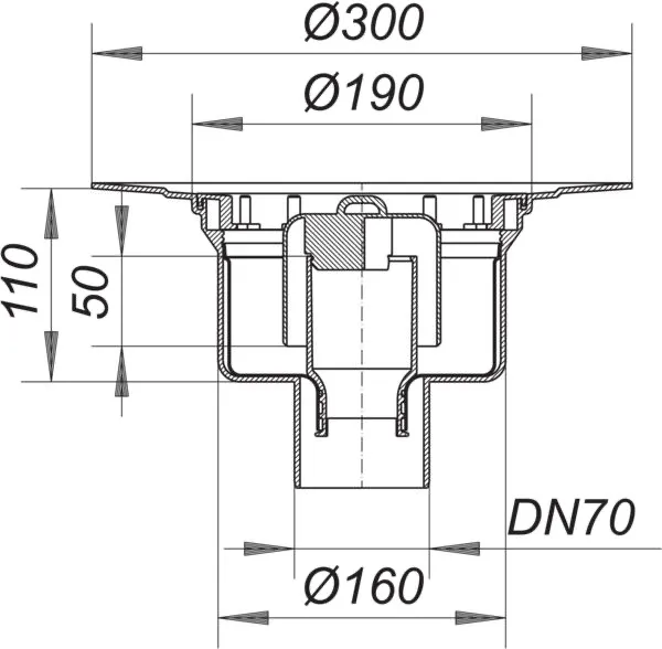 Ablaufgehäuse 61 HT, PP-NIRO, DN 70 Ablaufgehäuse 61 HT, PP-NIRO, DN 70