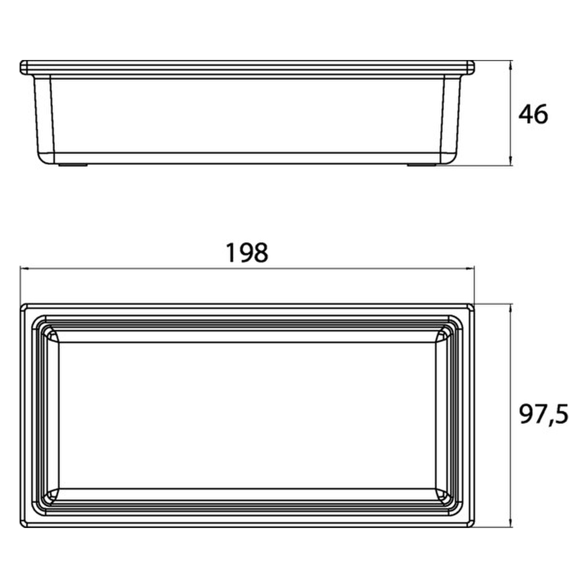 liaison Glasschale für Reling lang, 198 × 48 × 98 mm, chrom