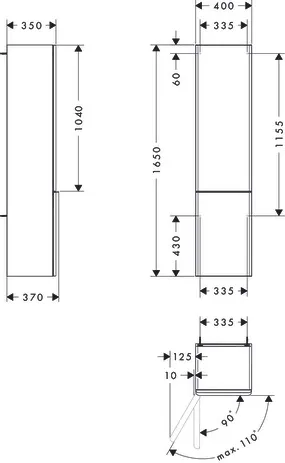 Hansgrohe Xelu Q Hochschrank Diamantgrau Matt 400⁄350, Türanschlag links Hansgrohe Xelu Q Hochschrank Diamantgrau Matt 400⁄350, Türanschlag links
