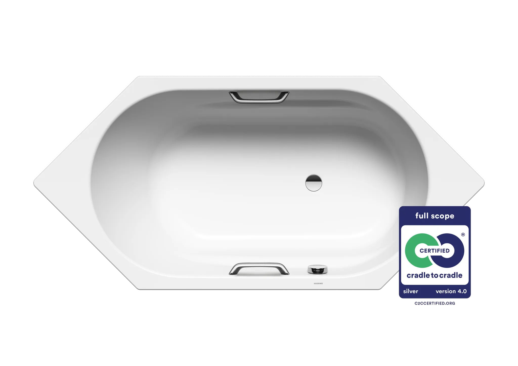 Kaldewei Badewanne „Vaio 6“ Star 190 × 90 cm, mit Grifflochbohrungen mit Überlaufbohrung, in alpinweiß