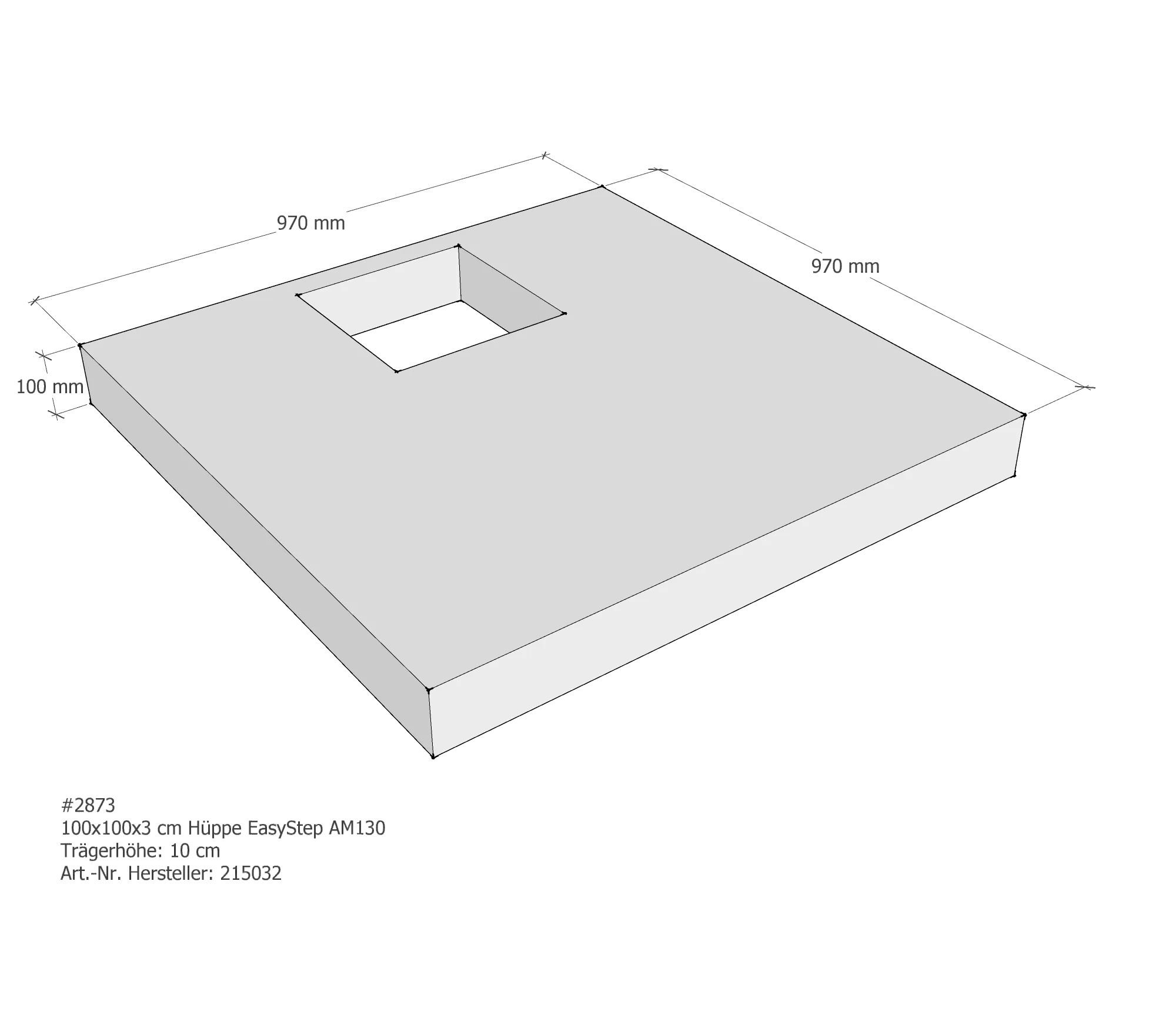 Duschwannenträger passend für Hüppe EasyStep 100 × 100 × 3 cm