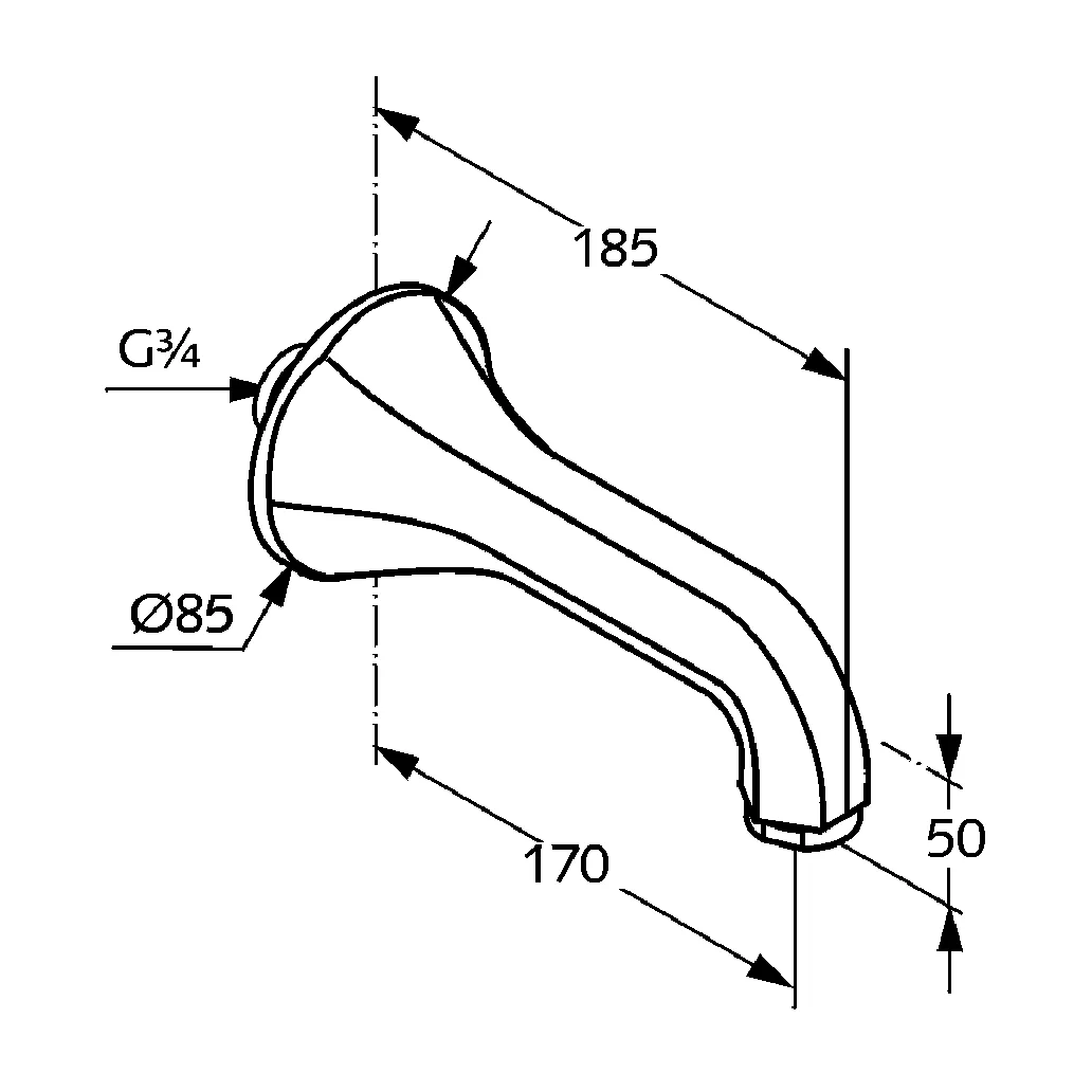 Kludi 1926 Badewanne-Zweigriffarmatur Wandmontage chrom