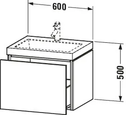 Duravit Möbelset c-shaped Set wandhängend wandhängend „L-Cube“ 60 × 50 × 48 cm in Betongrau Matt