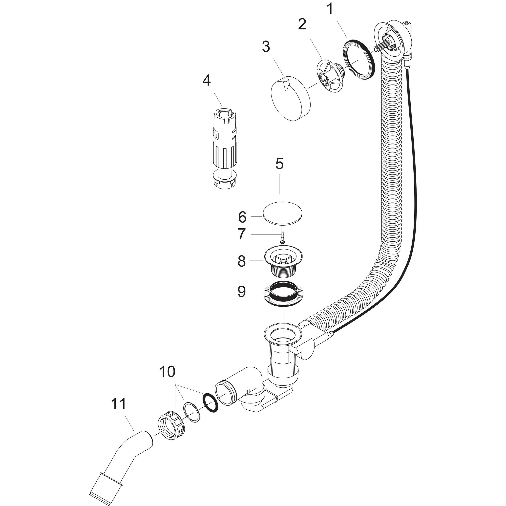 Ab-u.Überlaufgarnitur Flexaplus S Komplettset chrom flex.Überlaufschlauch Ab-u.Überlaufgarnitur Flexaplus S Komplettset chrom flex.Überlaufschlauch