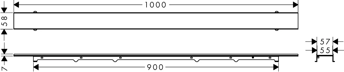 Hansgrohe RainDrain Rock Duschrinne 1000 mm, kürzbar und befliesbar