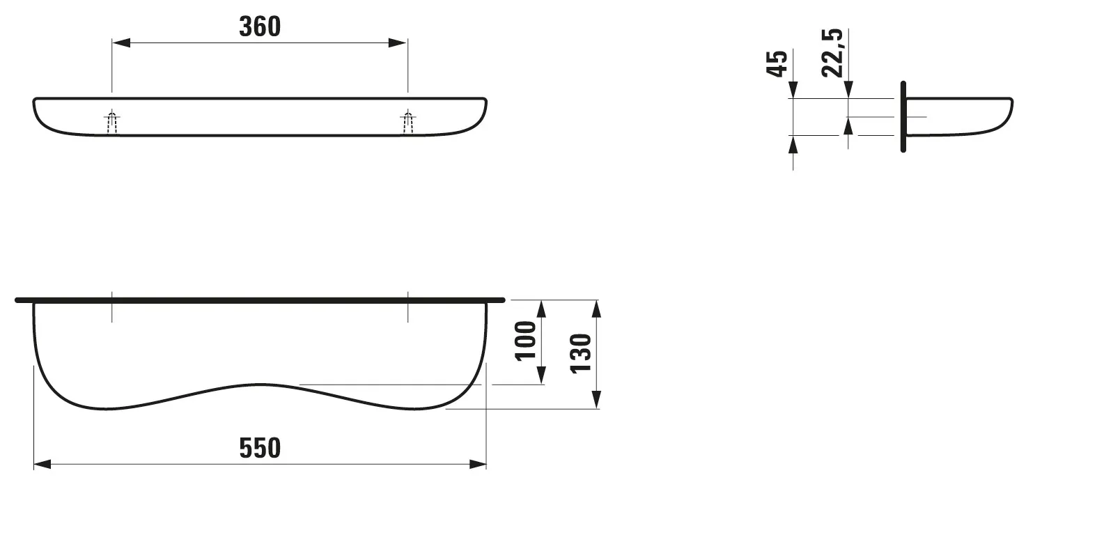 Keramikablage FLORAKIDS 130x550x45 weiß