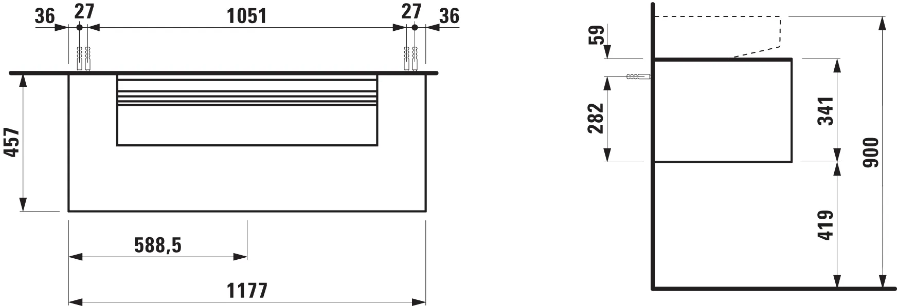 Laufen Waschtischunterbau „SONAR“ 455 × 340 × 1175 mm Gold